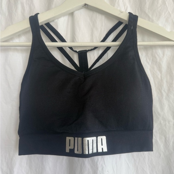 PUMA Womens Fitness Running Sports Bra Black Size Medium - Picture 2 of 11